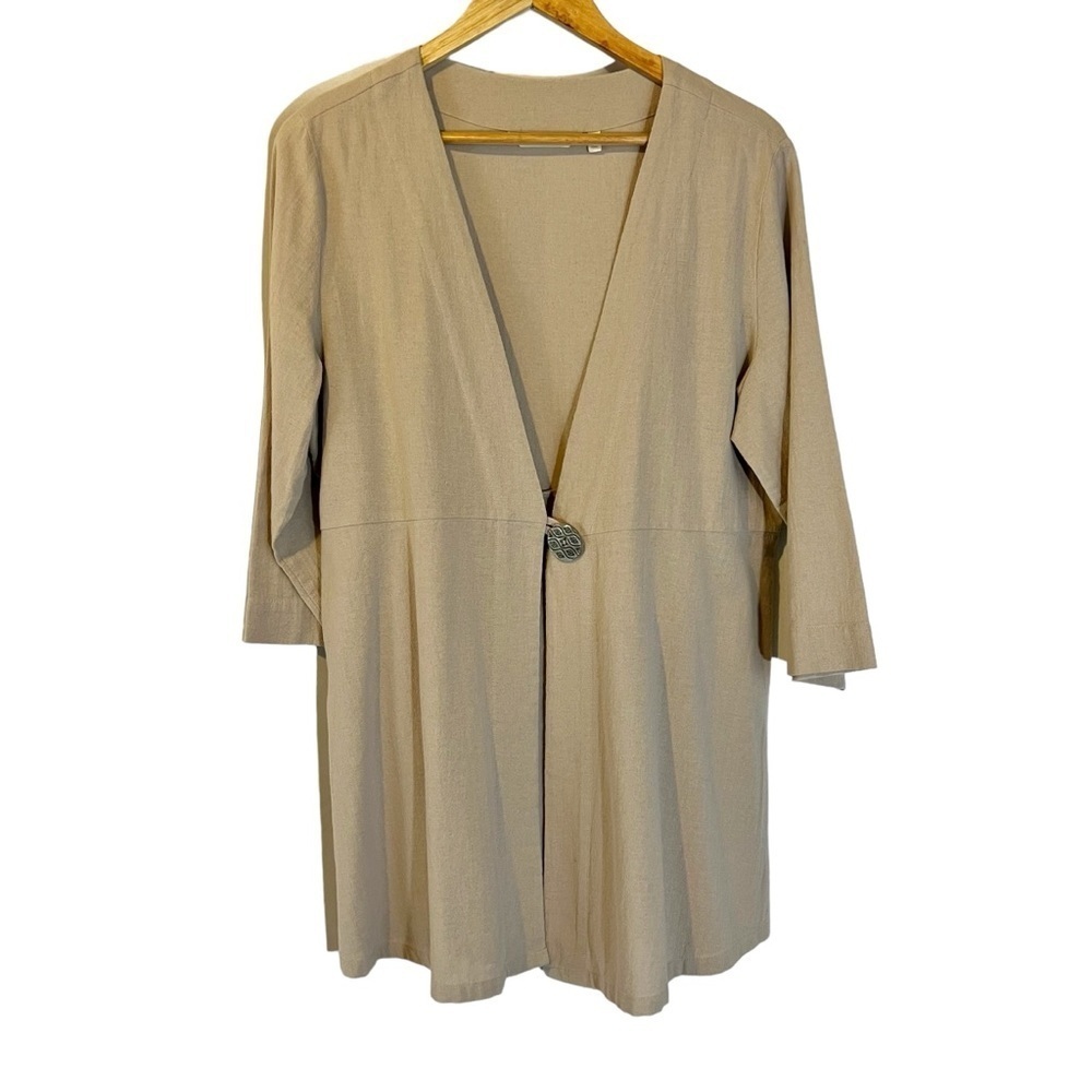 Soft Surroundings Tan Beige Lagenlook Benedetta Gauze Tunic Top Bohemian Boho